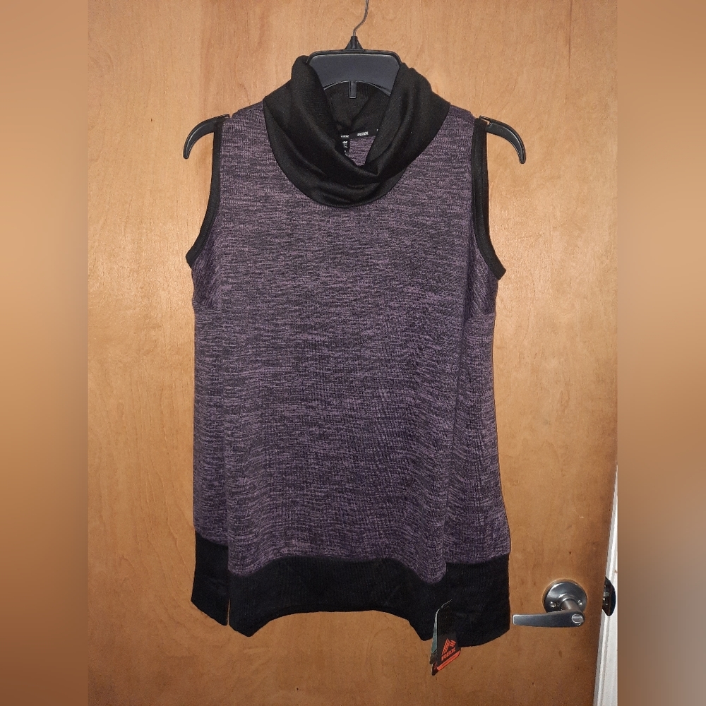 RBX Hacci Active Cowl Neck Cold Shoulder Pullover Mauve Combo Sz Medium Purple